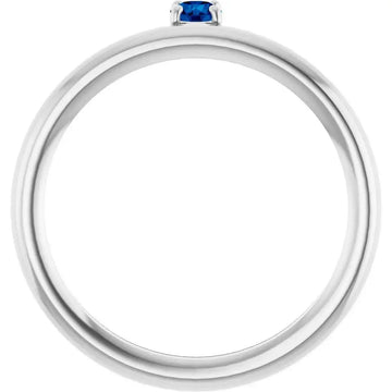 14K White Lab-Grown Blue Sapphire Stackable Ring - Larson Jewelers