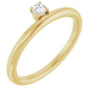 14K Yellow Natural White Sapphire Stackable Ring