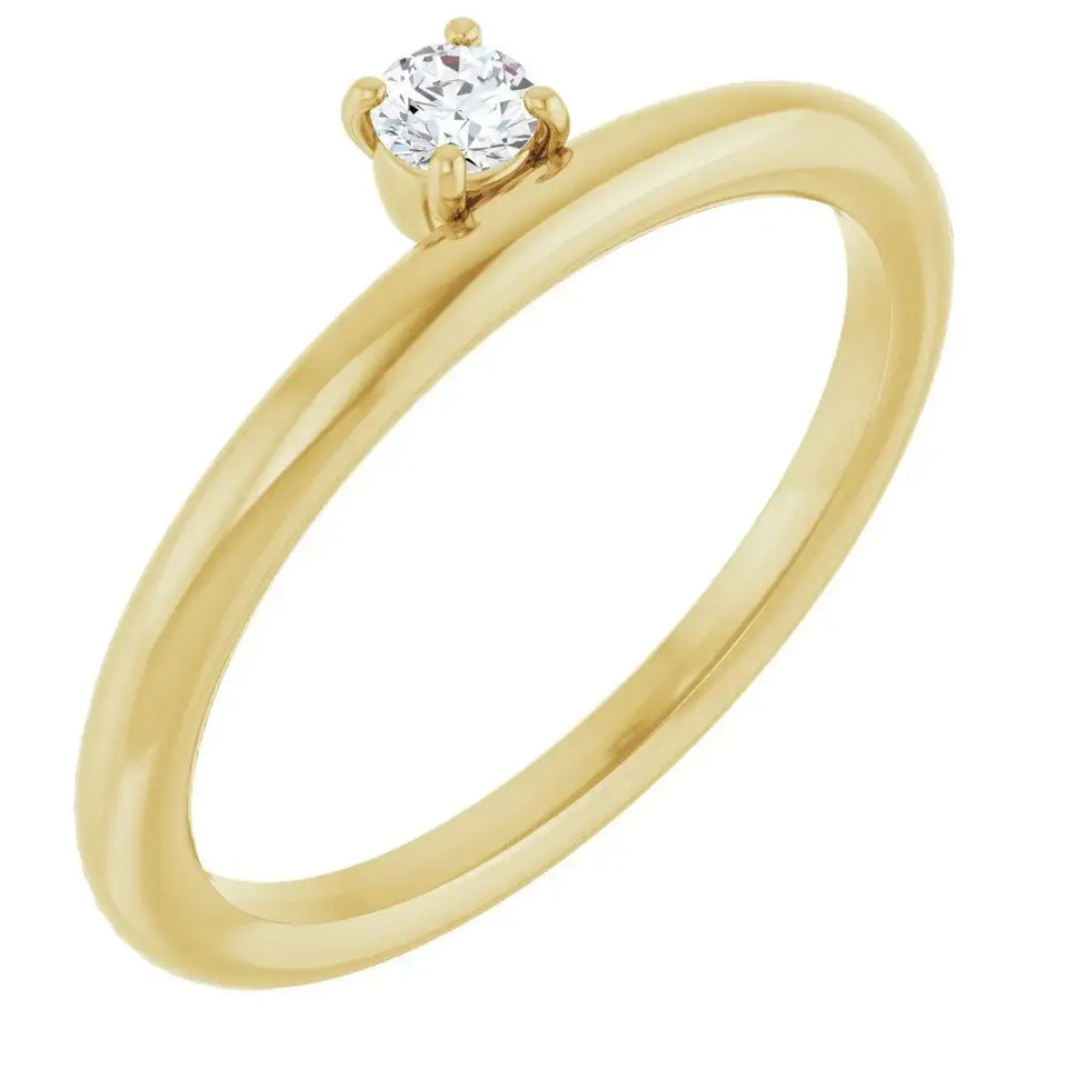 14K Yellow Natural White Sapphire Stackable Ring - Larson Jewelers