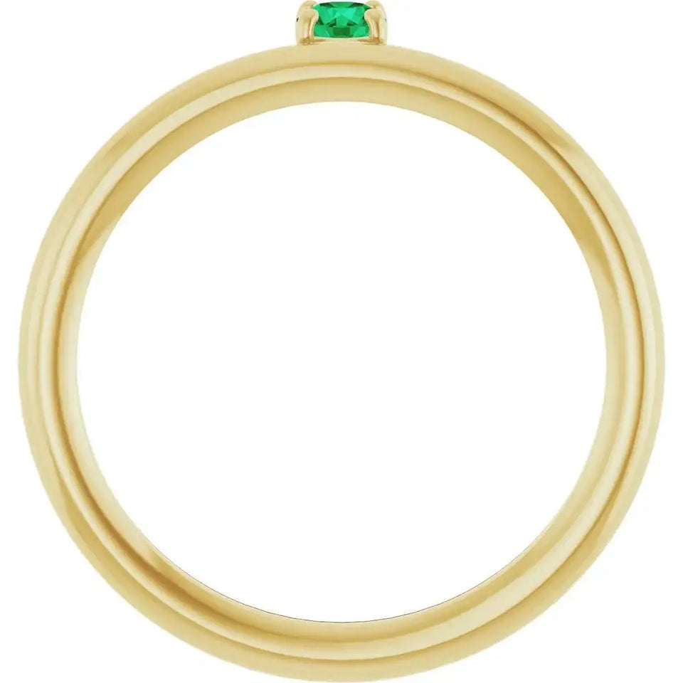 14K Yellow Natural Emerald Stackable Ring - Larson Jewelers