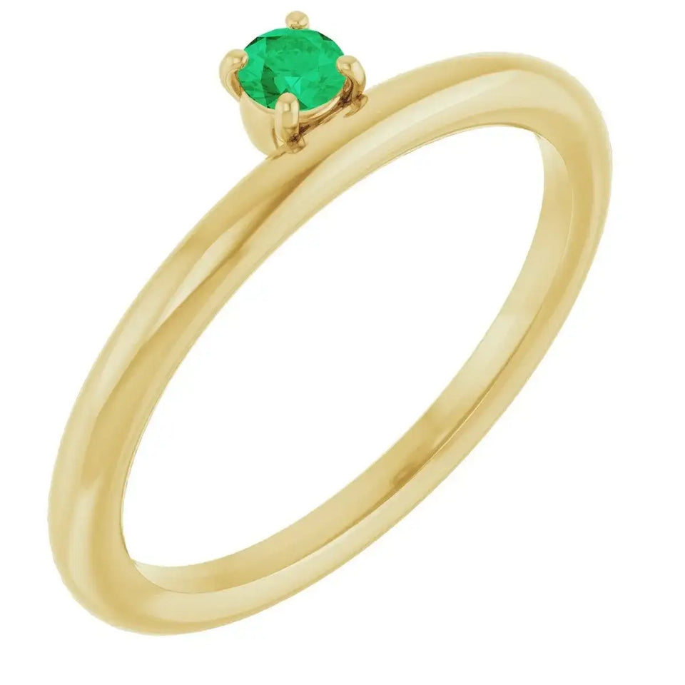 14K Yellow Natural Emerald Stackable Ring - Larson Jewelers