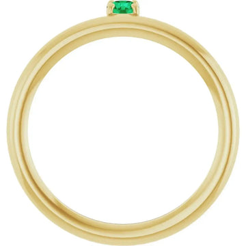 14K Yellow Lab-Grown Emerald Stackable Ring - Larson Jewelers