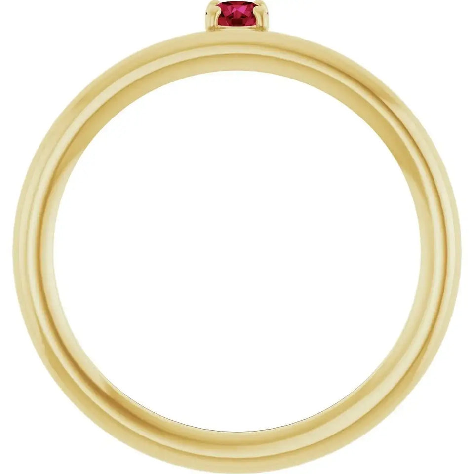 14K Yellow Lab-Grown Ruby Stackable Ring - Larson Jewelers