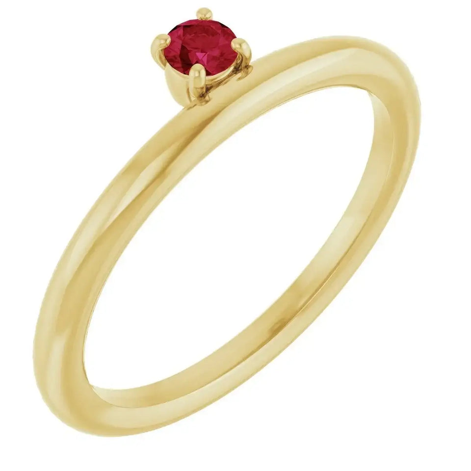 14K Yellow Lab-Grown Ruby Stackable Ring - Larson Jewelers