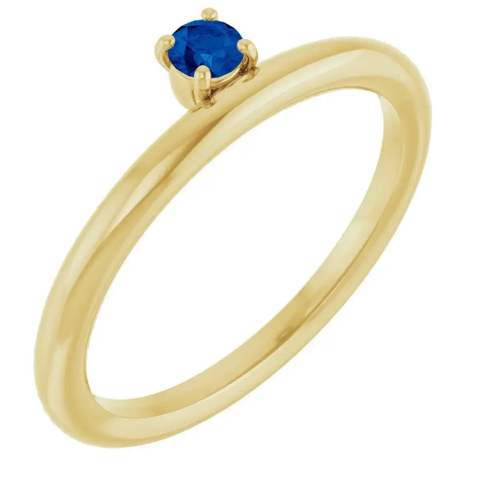 14K Yellow Natural Blue Sapphire Stackable Ring - Larson Jewelers