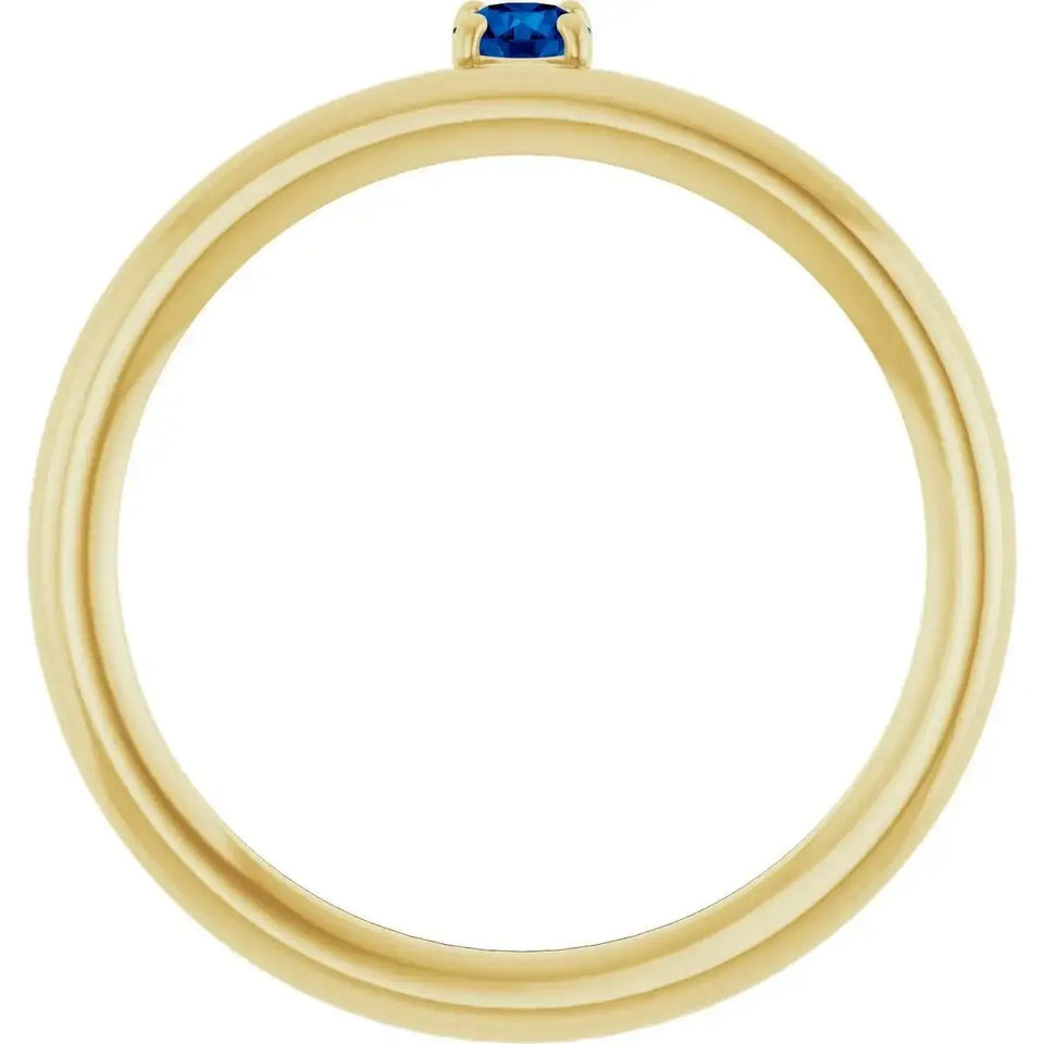 14K Yellow Lab-Grown Blue Sapphire Stackable Ring - Larson Jewelers