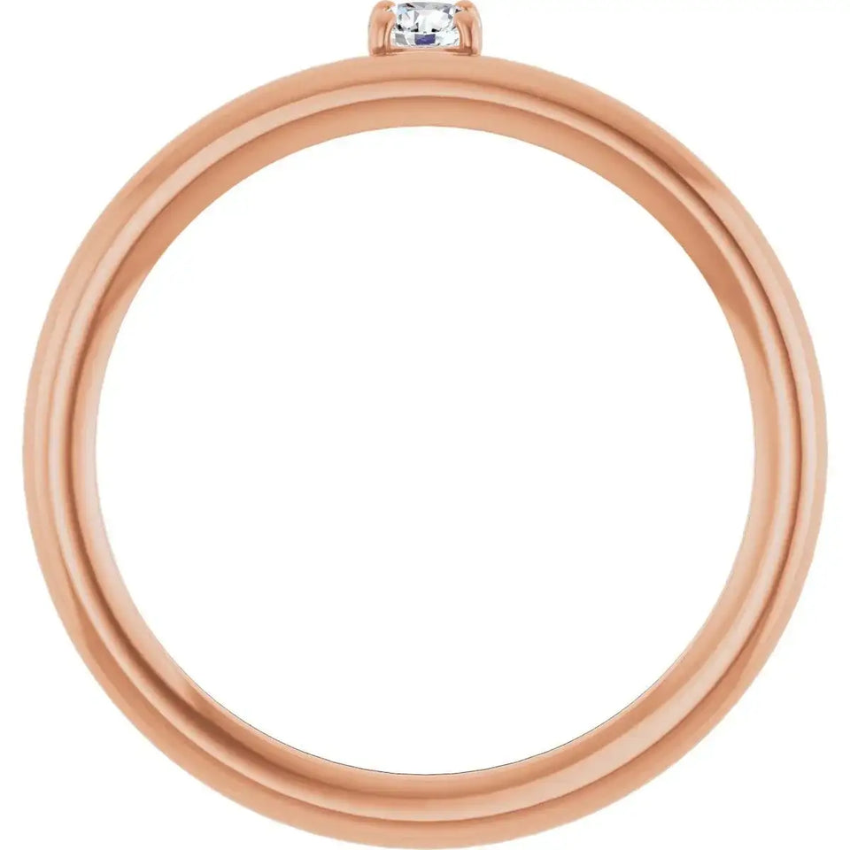 14K Rose Natural White Sapphire Stackable Ring - Larson Jewelers