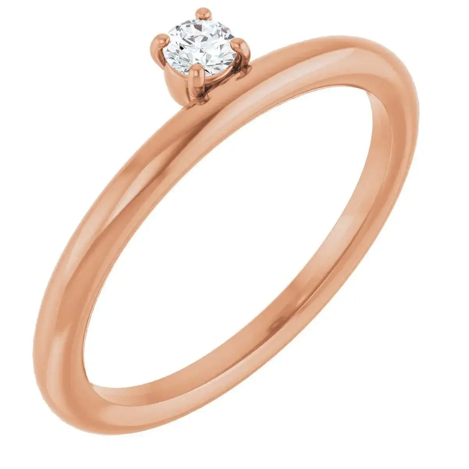 14K Rose Natural White Sapphire Stackable Ring - Larson Jewelers