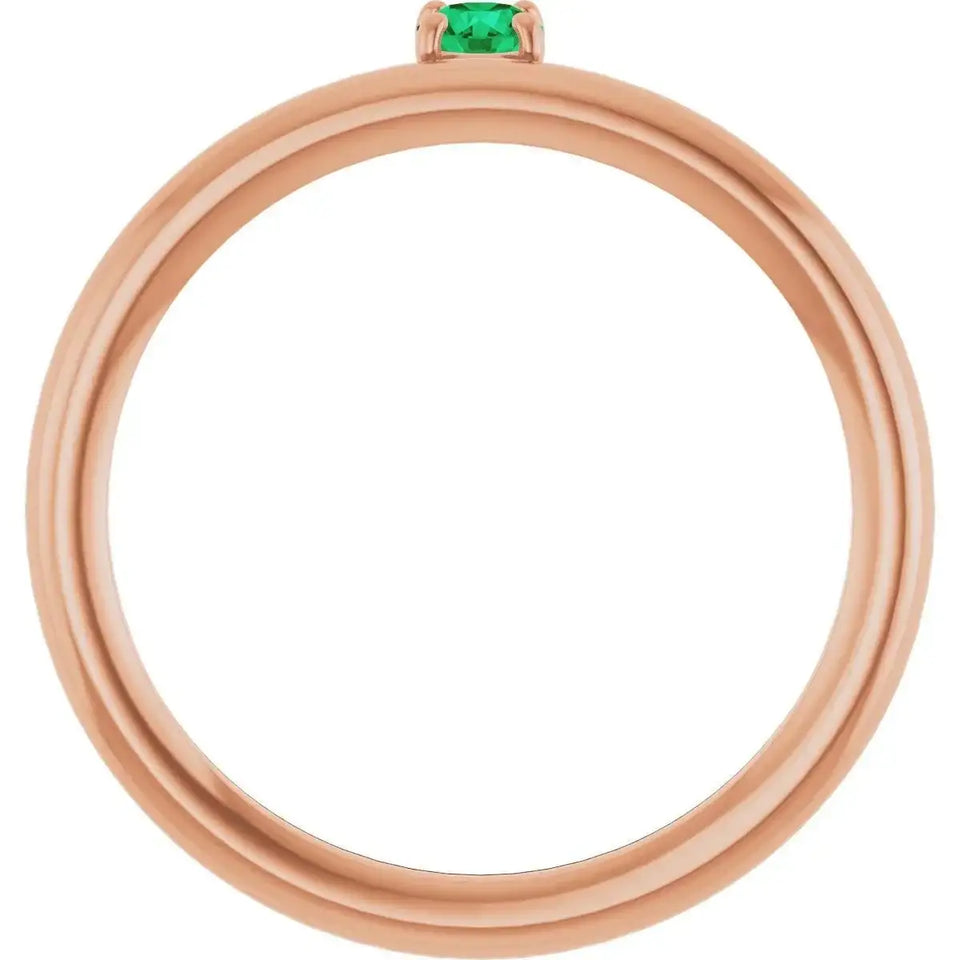 14K Rose Natural Emerald Stackable Ring - Larson Jewelers