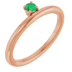 14K Rose Natural Emerald Stackable Ring