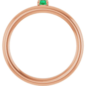14K Rose Lab-Grown Emerald Stackable Ring