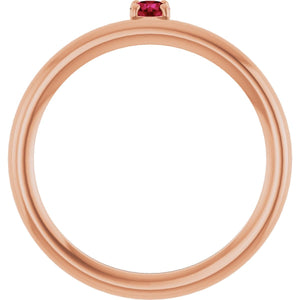 14K Rose Natural Ruby Stackable Ring