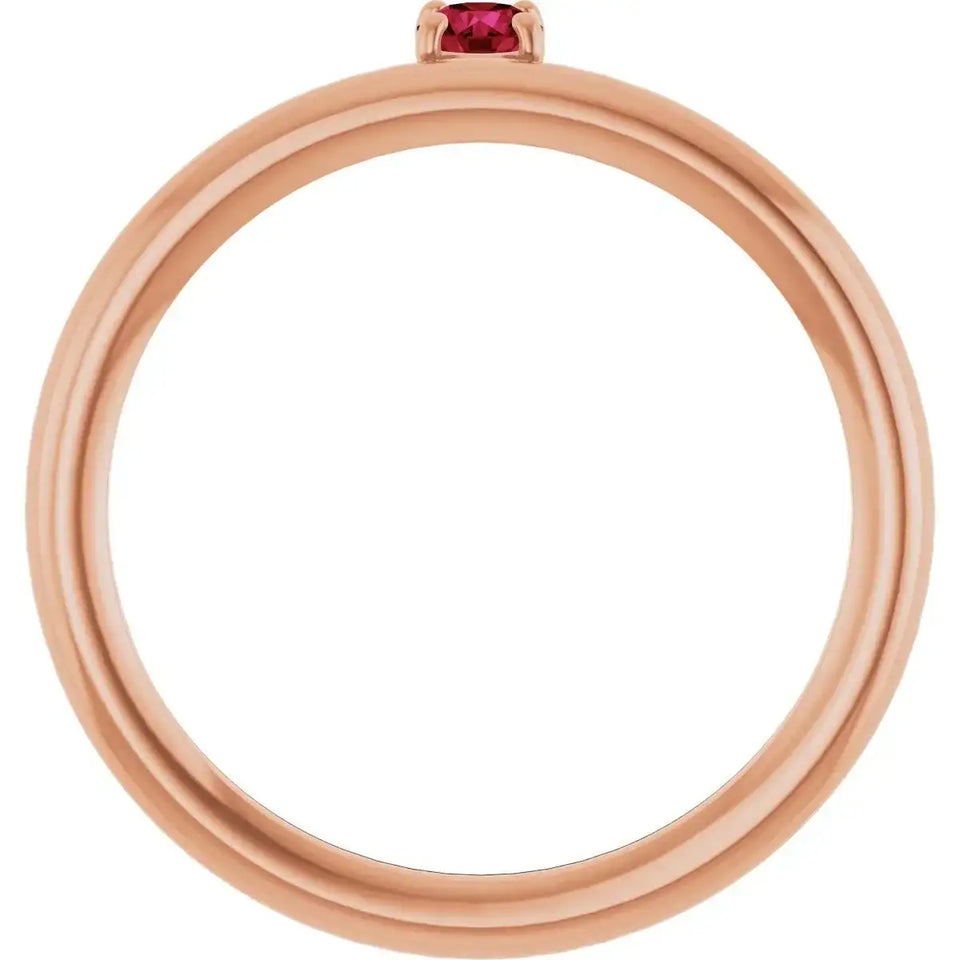 14K Rose Lab-Grown Ruby Stackable Ring - Larson Jewelers