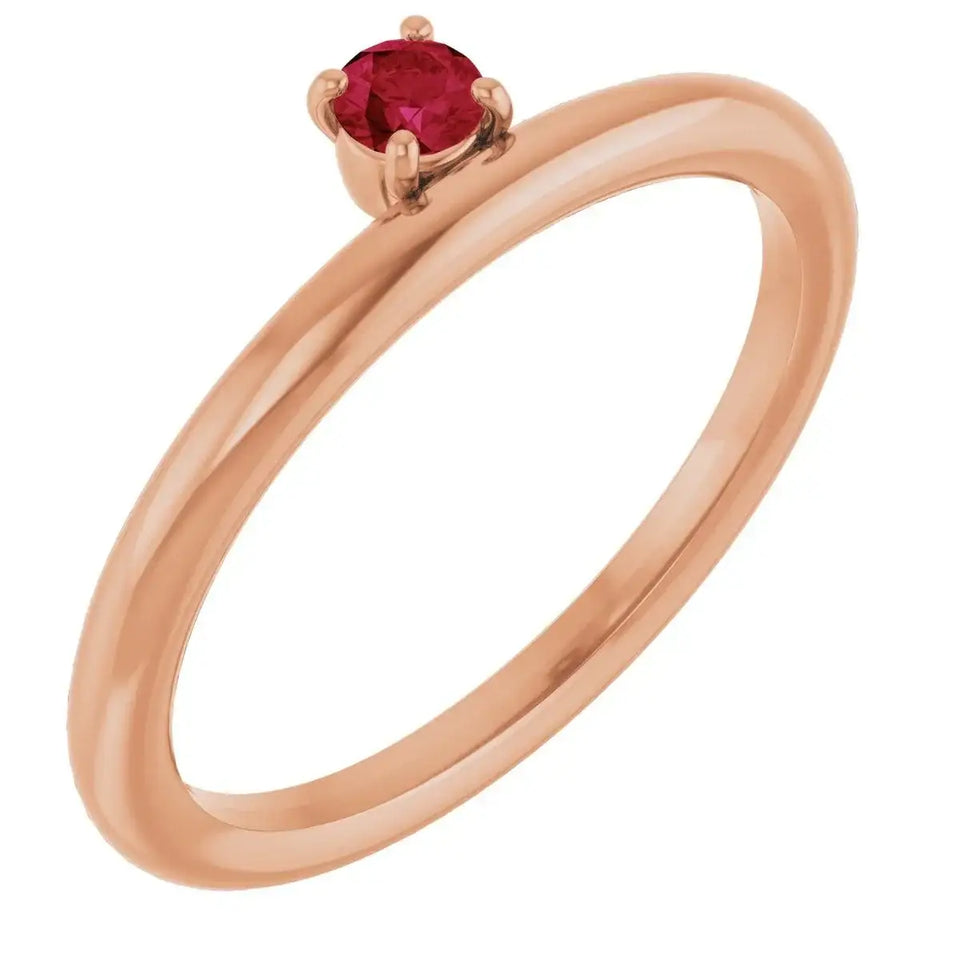 14K Rose Lab-Grown Ruby Stackable Ring - Larson Jewelers
