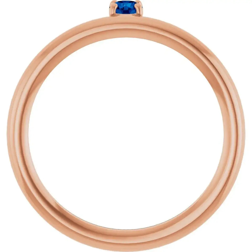 14K Rose Lab-Grown Blue Sapphire Stackable Ring - Larson Jewelers