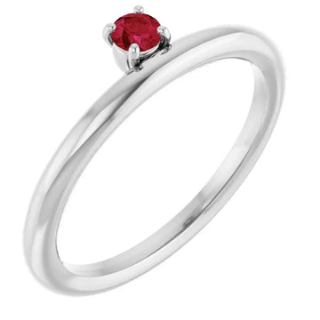 Sterling Silver Imitation Ruby Stackable Ring - Larson Jewelers