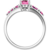 Sterling Silver Lab-Grown Pink Sapphire & Natural Pink Tourmaline Ring