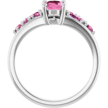 Sterling Silver Lab-Grown Pink Sapphire & Natural Pink Tourmaline Ring - Larson Jewelers