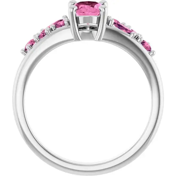 Sterling Silver Lab-Grown Pink Sapphire & Natural Pink Tourmaline Ring - Larson Jewelers