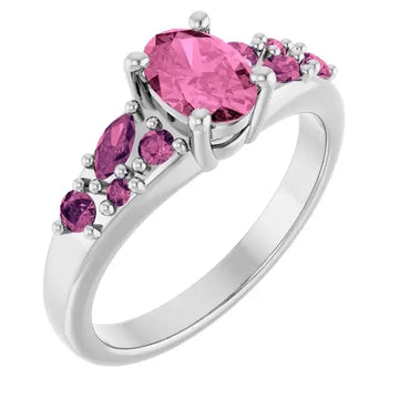 14K White Lab-Grown Pink Sapphire & Natural Pink Tourmaline Ring - Larson Jewelers