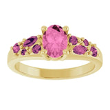 14K Yellow Lab-Grown Pink Sapphire & Natural Pink Tourmaline Ring