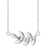 14K White GoldAccented Leaf Necklace or Center