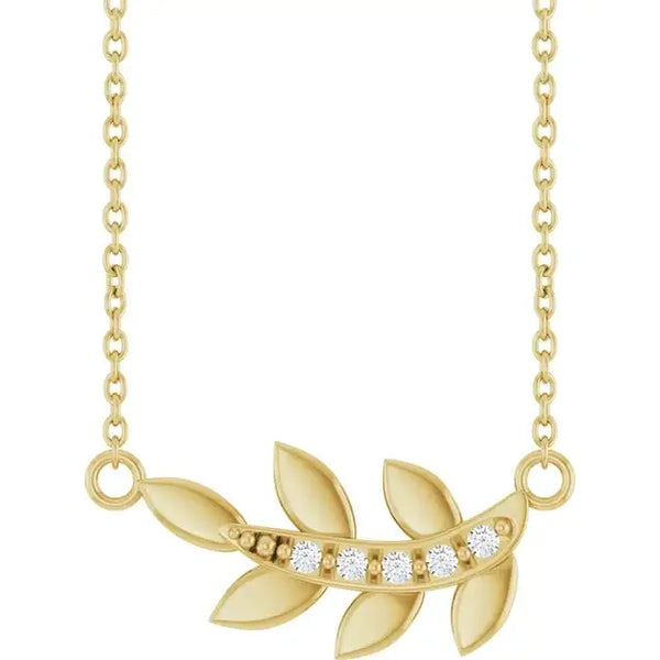 14K Gold Accented Leaf Necklace or Center - Larson Jewelers