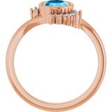 14K Rose Natural Swiss Blue Topaz & 1/8 CTW Natural Diamond Ring