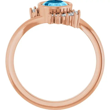 14K Rose Natural Swiss Blue Topaz & 1/8 CTW Natural Diamond Ring - Larson Jewelers