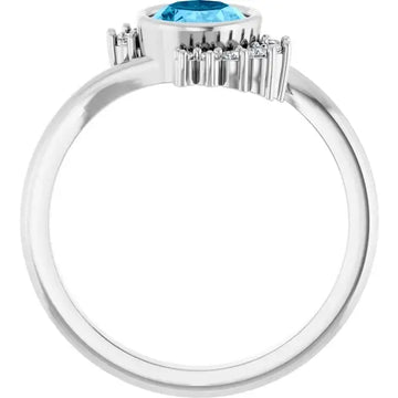 14K White Natural Swiss Blue Topaz & 1/8 CTW Natural Diamond Ring - Larson Jewelers