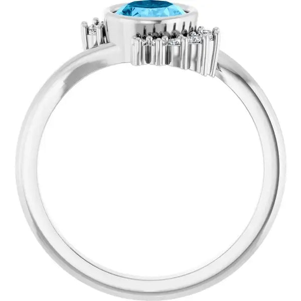 Platinum Natural Swiss Blue Topaz & 1/8 CTW Natural Diamond Ring - Larson Jewelers