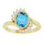 14K Yellow Natural Swiss Blue Topaz & 1/8 CTW Natural Diamond Ring