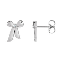 14K White .03 CTW Natural Diamond Bow Earrings
