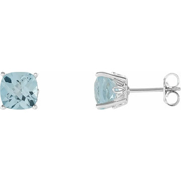 Sterling Silver 5x5 mm Cushion Natural Sky Blue Topaz Earrings - Larson Jewelers
