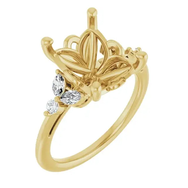 AURELIE Lab Grown Diamond Engagement Ring Setting for Emerald Stones - Larson Jewelers