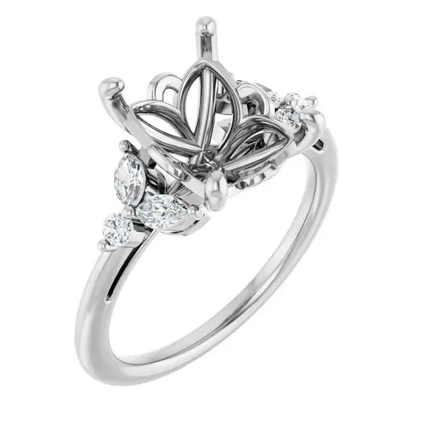 HAILEY Lab Grown Diamond Engagement Ring Setting for Emerald Stone - Larson Jewelers