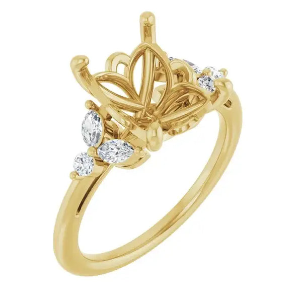 HAILEY Lab Grown Diamond Engagement Ring Setting for Emerald Stone - Larson Jewelers