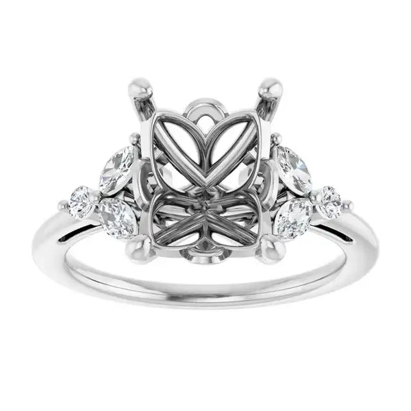 HAILEY Lab Grown Diamond Engagement Ring Setting for Emerald Stone - Larson Jewelers