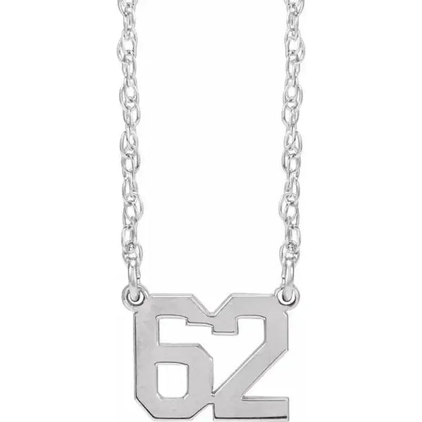 14K White Sports Numbers 16-18" Necklace - Larson Jewelers