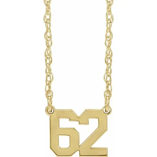 14K Yellow Sports Numbers 16-18" Necklace - Larson Jewelers