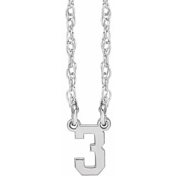 Sterling Silver Sports Numbers 16-18" Necklace - Larson Jewelers