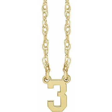 14K Yellow Sports Numbers 16-18" Necklace - Larson Jewelers