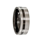 SERGIUS Flat Titanium Ring with Black Stripe Band by Edward Mirell - 8 mm - Larson Jewelers
