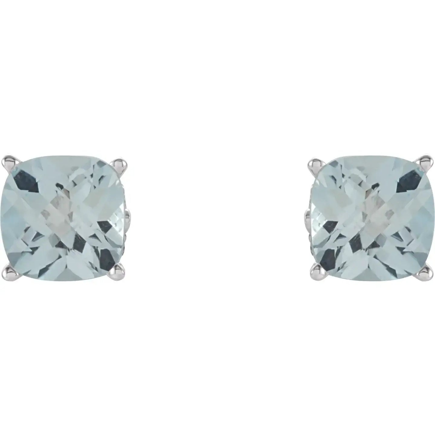 Sterling Silver 5x5 mm Cushion Natural Sky Blue Topaz Earrings - Larson Jewelers