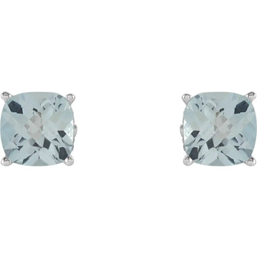 Sterling Silver 5x5 mm Cushion Natural Sky Blue Topaz Earrings - Larson Jewelers