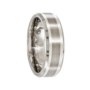 LEONTIUS Beveled Titanium Ring with Sterling Silver Inlay Band by Edward Mirell - 7 mm - Larson Jewelers