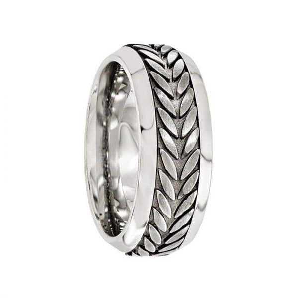 ISAIAS Titanium Ring with Brushed Centered Pattern by Edward Mirell - 9 mm - Larson Jewelers