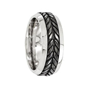 HORTENSIUS Titanium Ring with Centered Black Patterned by Edward Mirell - 9 mm - Larson Jewelers