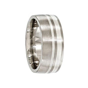 Edward Mirell Titanium and Argentium Sterling Silver Brushed 9mm Band - Larson Jewelers