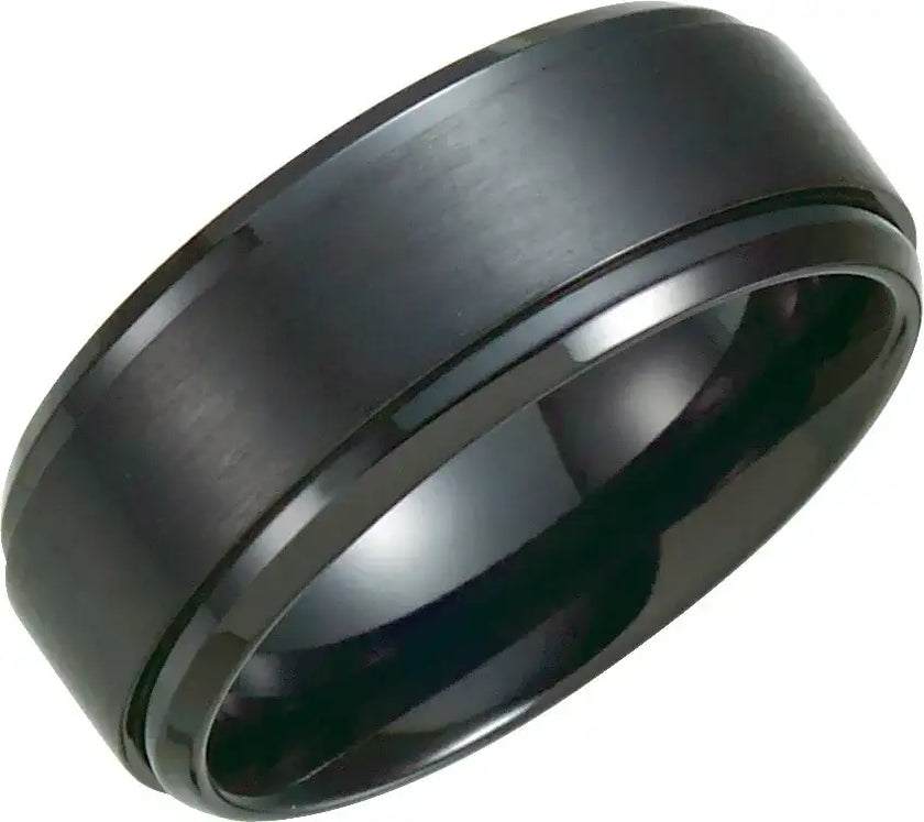Black Titanium 9mm Ridged Band - Larson Jewelers